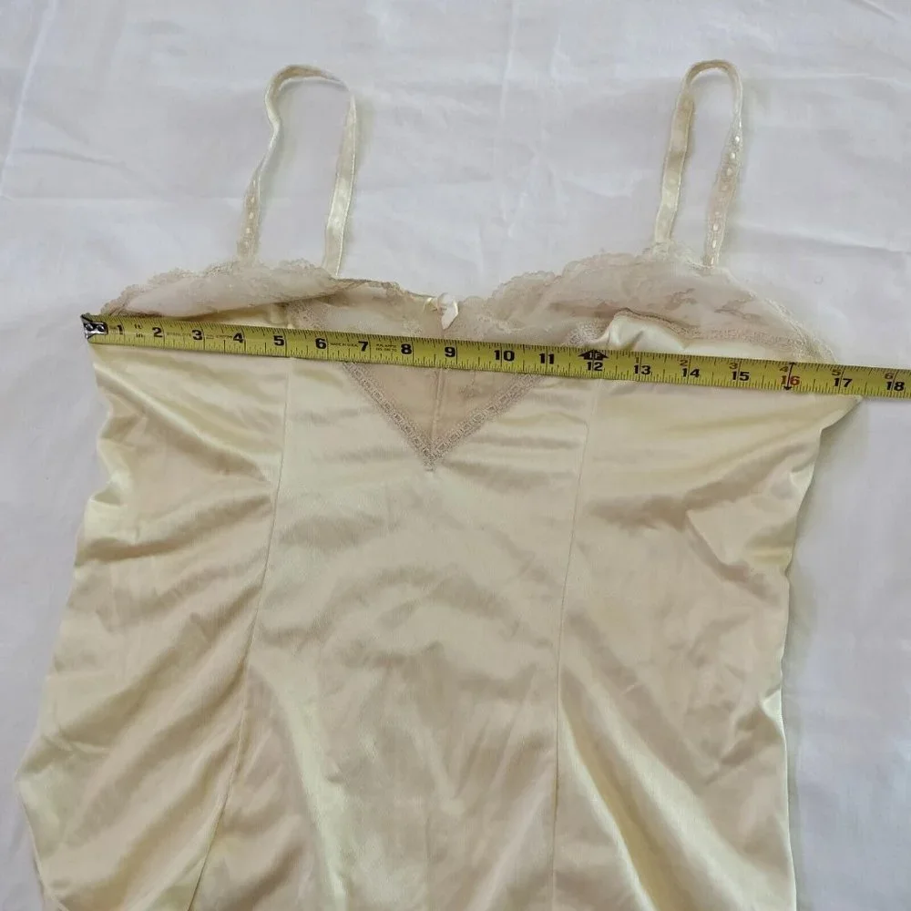 2/$20 Vintage Keyser Nylon Cami Pajama Top 34/S Lingerie Cream Beige Made in USA